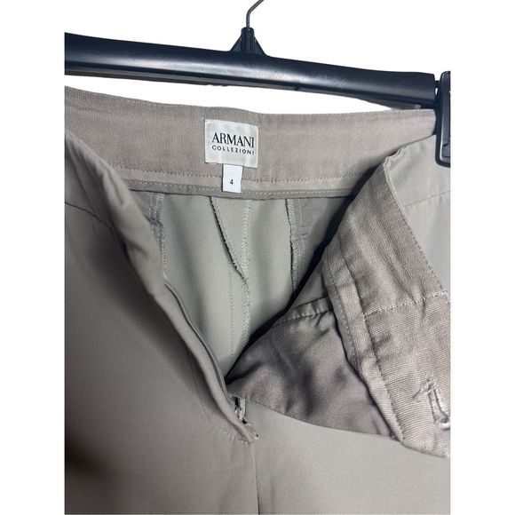 Armani Collezioni Khaki Dress Pants Tapered Cuffed Pants Flat Front Sz 4 Women's - Picture 4 of 6